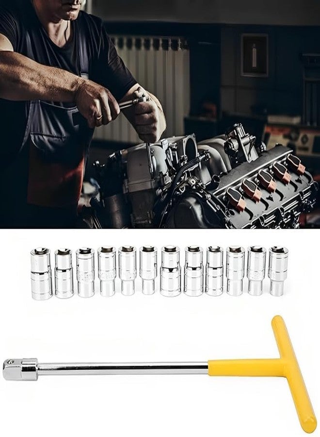 ZIODIC T Spanner Socket Type T Shaped Handle Wrench Spanner 13 Pcs, socket Multipurpose 8mm - 19mm 1/2" Socket Tool Set, - Image 3